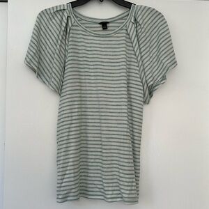 Ann Taylor Short Sleeve Flutter Arm Stripped Sweater Small
